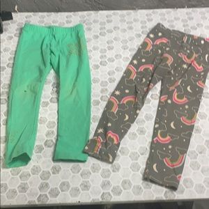 Cat & Jack XS Leggings Rainbow Green Star